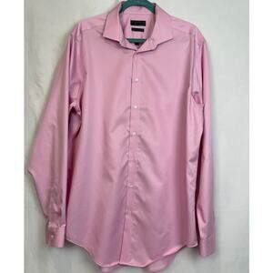 CK Calvin Klein Infinite Non Iron Dress Shirt Pink Slim Tall 17 36 37 Stretch